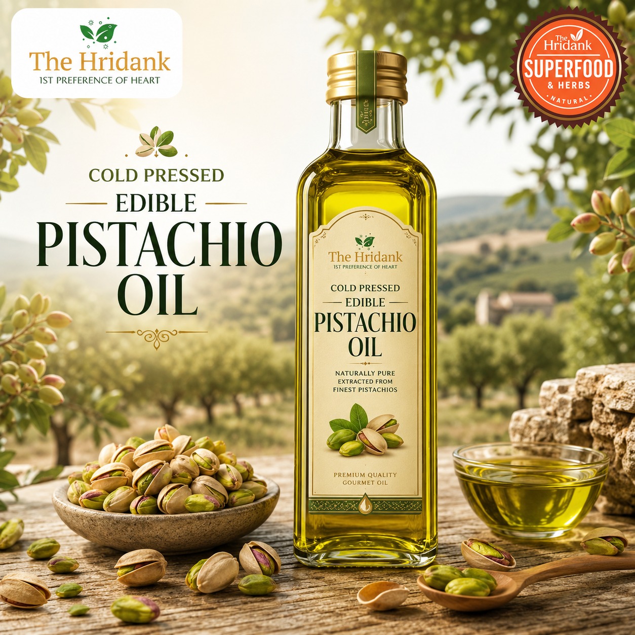 Cold Pressed Edible Pistachio Oil