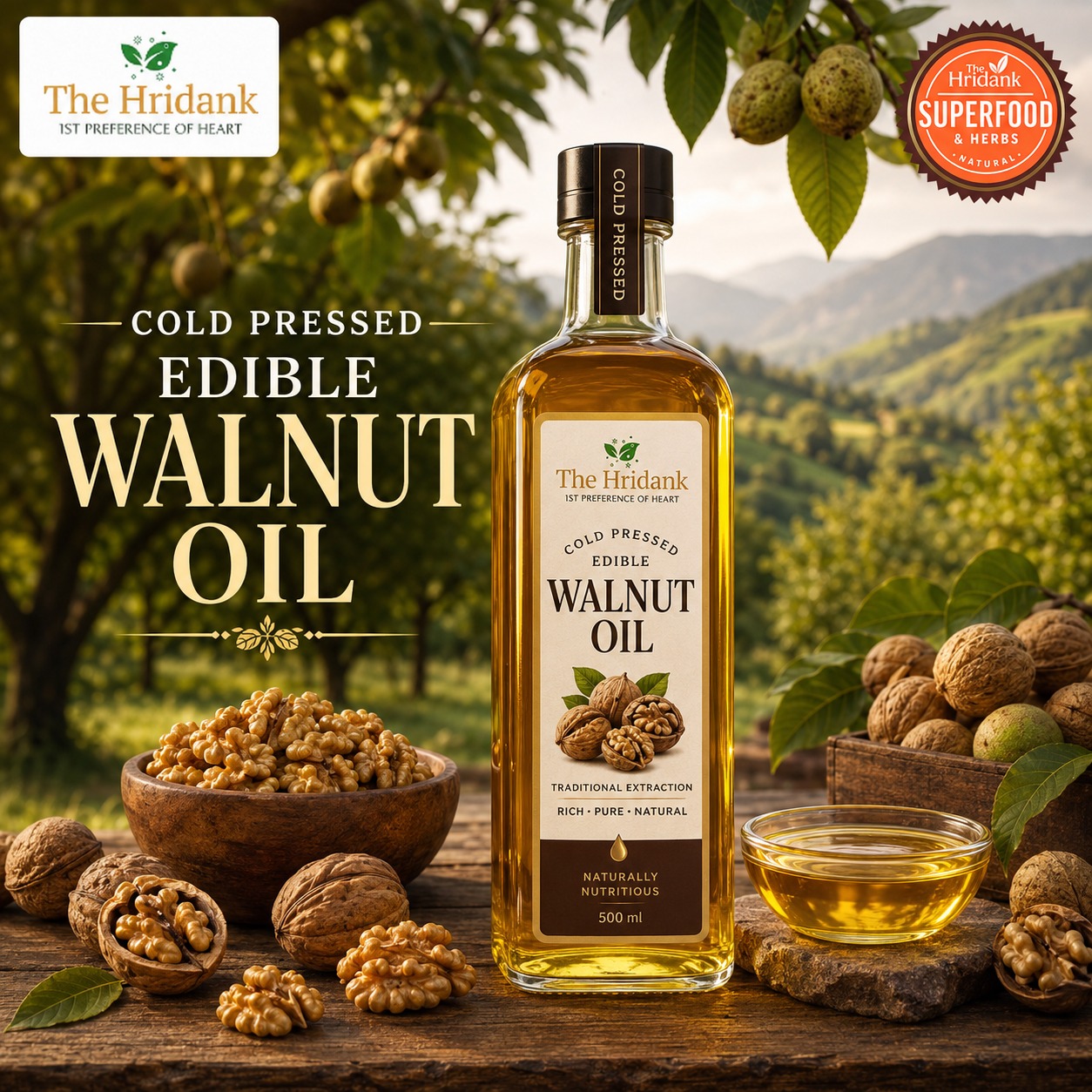 Cold Pressed Edible Walnut Oil